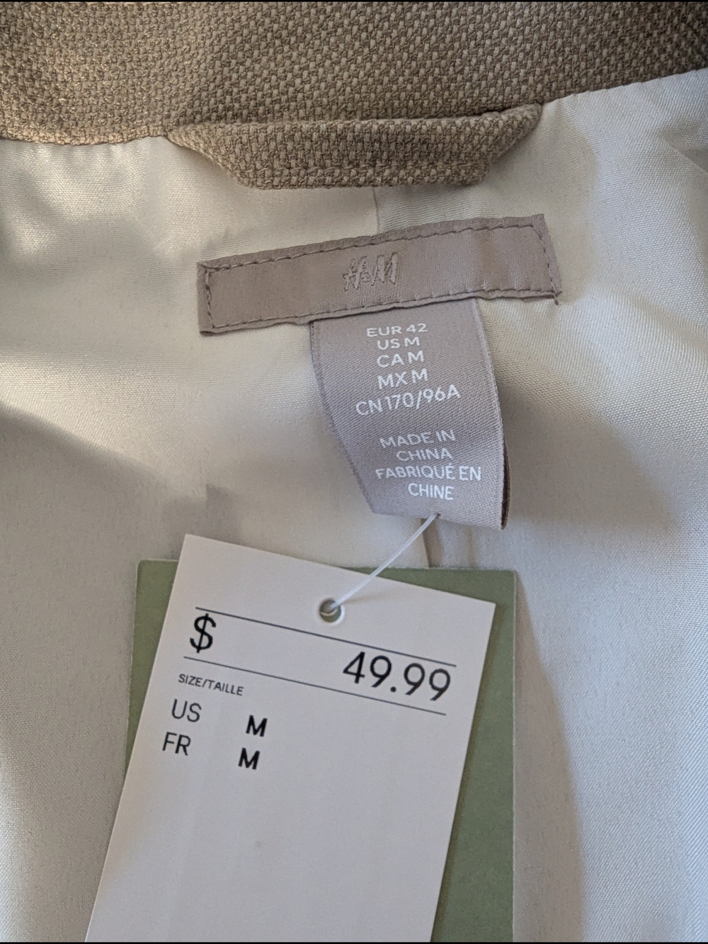 H&M Tan Linen Women's Relaxed Blazer - Picture 3 of 3